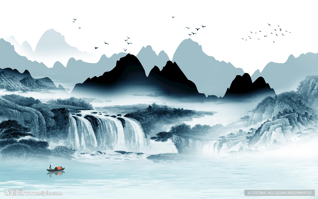 高档 高端意境山水 tif分层