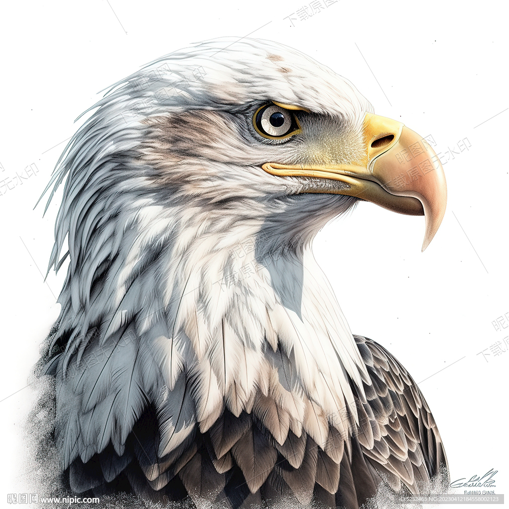 手绘白头鹰