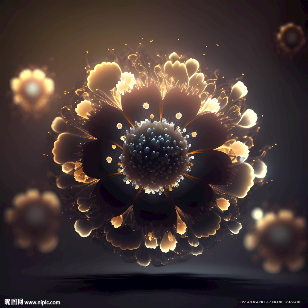 夜空中炫丽的花朵