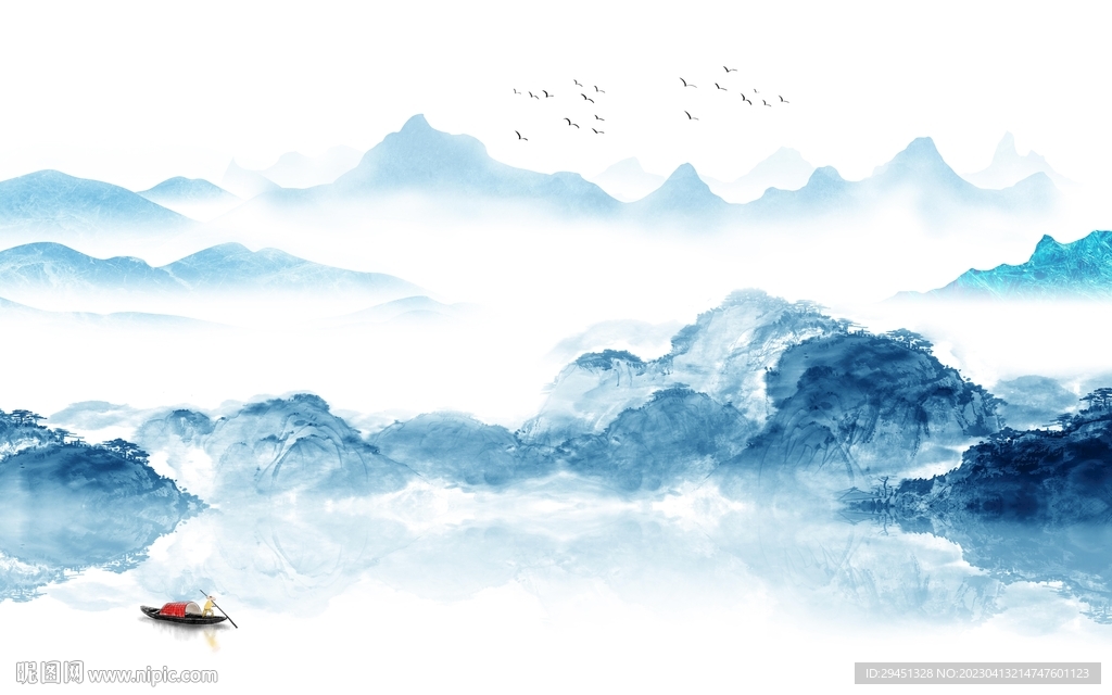 客厅 别墅背景山水 tif分层