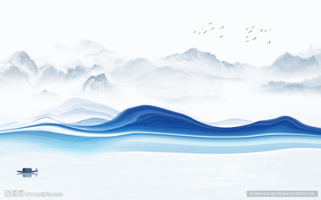 高端 别墅背景山水 tif分层