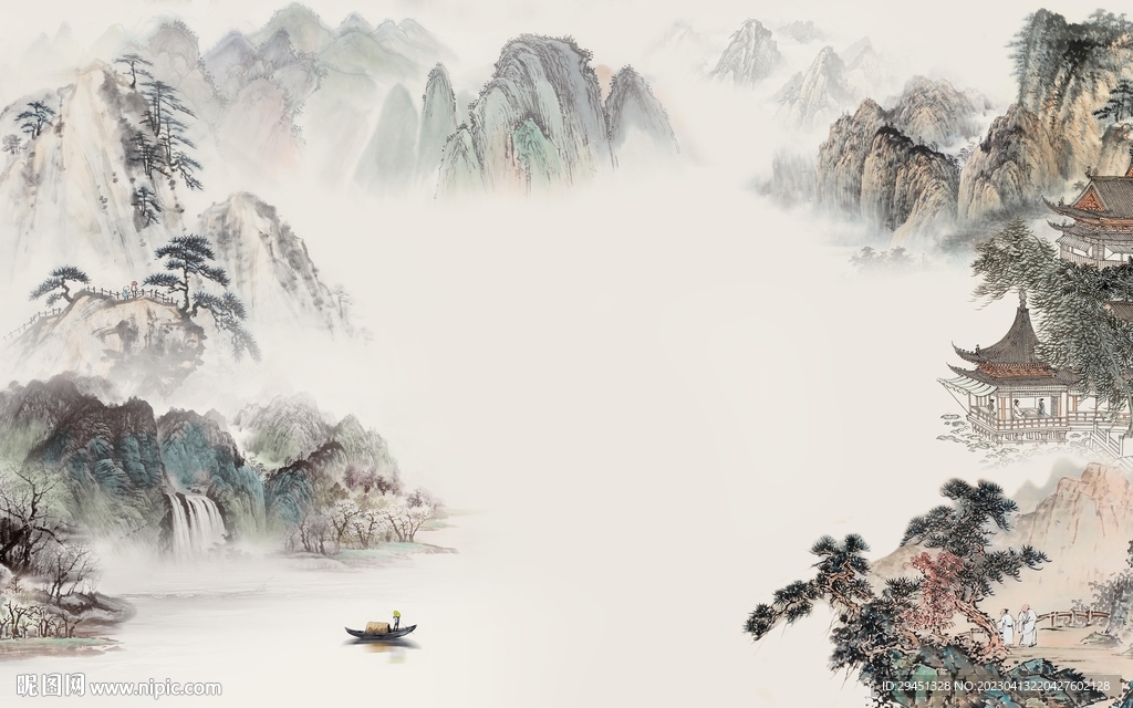 大气 别墅背景山水 tif分层