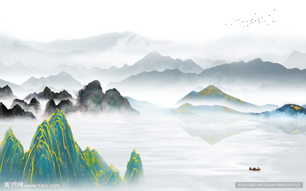 新品 高端热销山水 tif分层