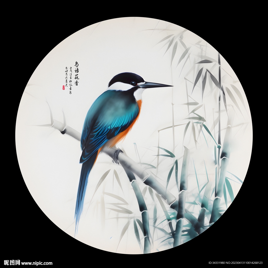 国画竹子花鸟画