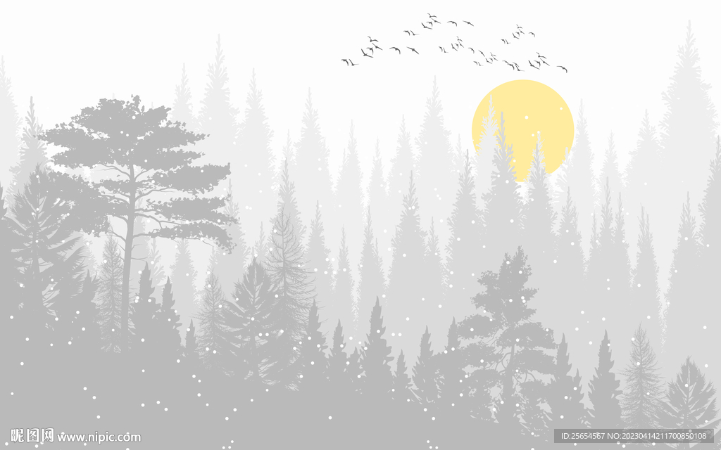 山峰现代简约儿童房墙纸背景墙