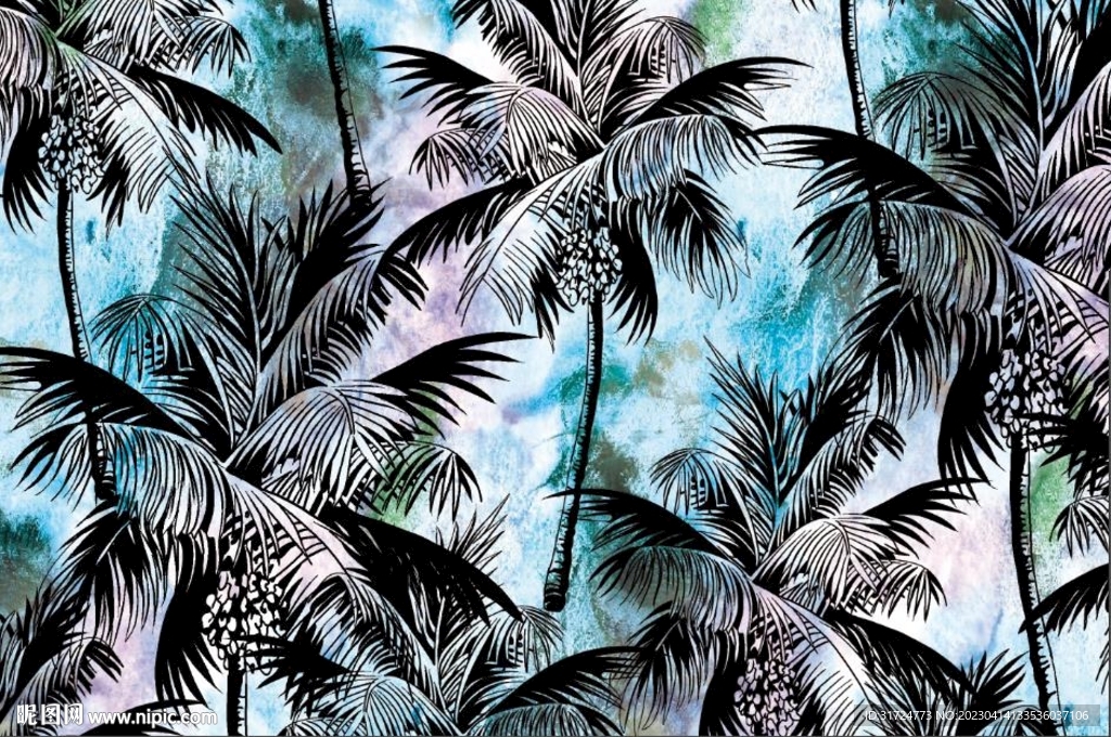大牌  扎染 椰子树
