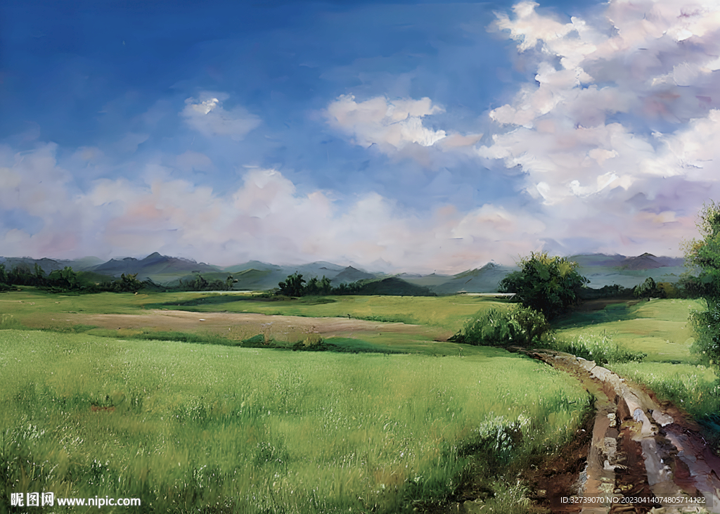 油画 无边的田野