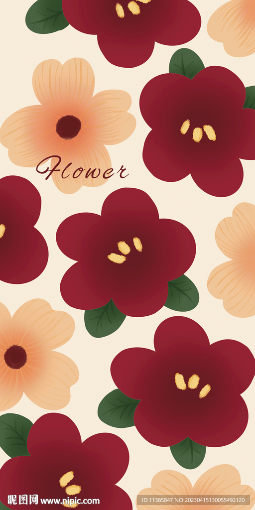 红色花手机壳图案