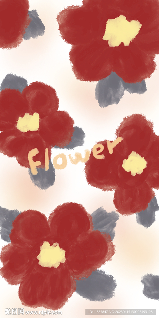 红色花手机壳图案