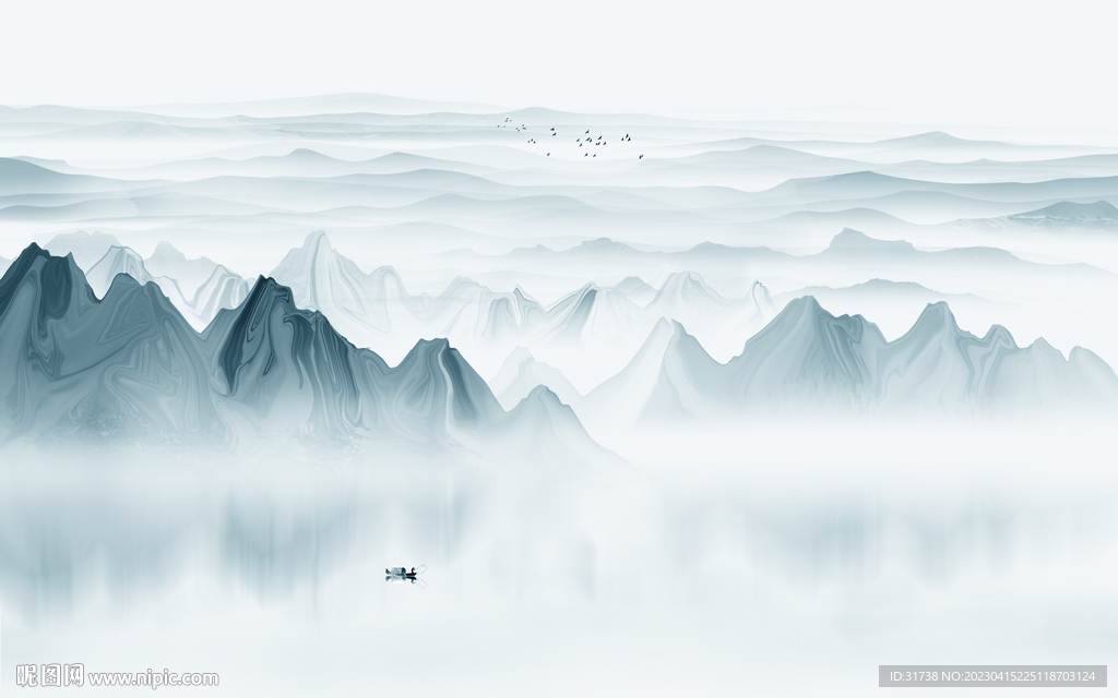 意境水墨山水画