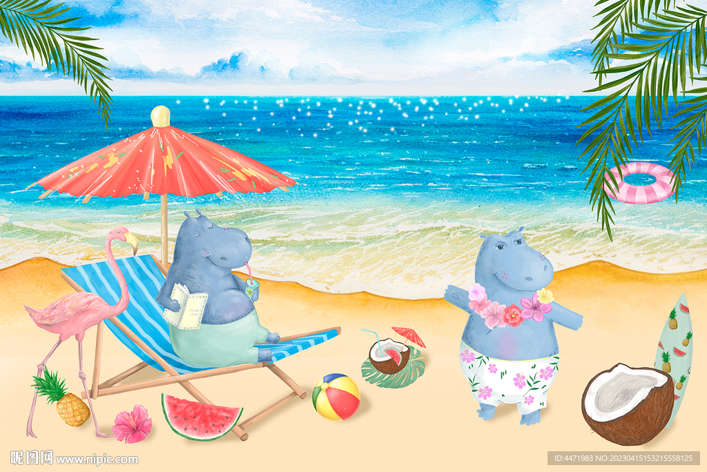 夏天海滩背景墙