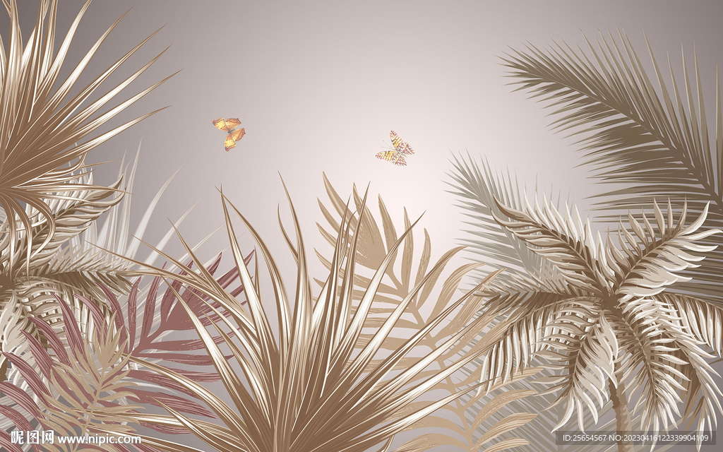 热带植物花朵东南亚雨林背景墙