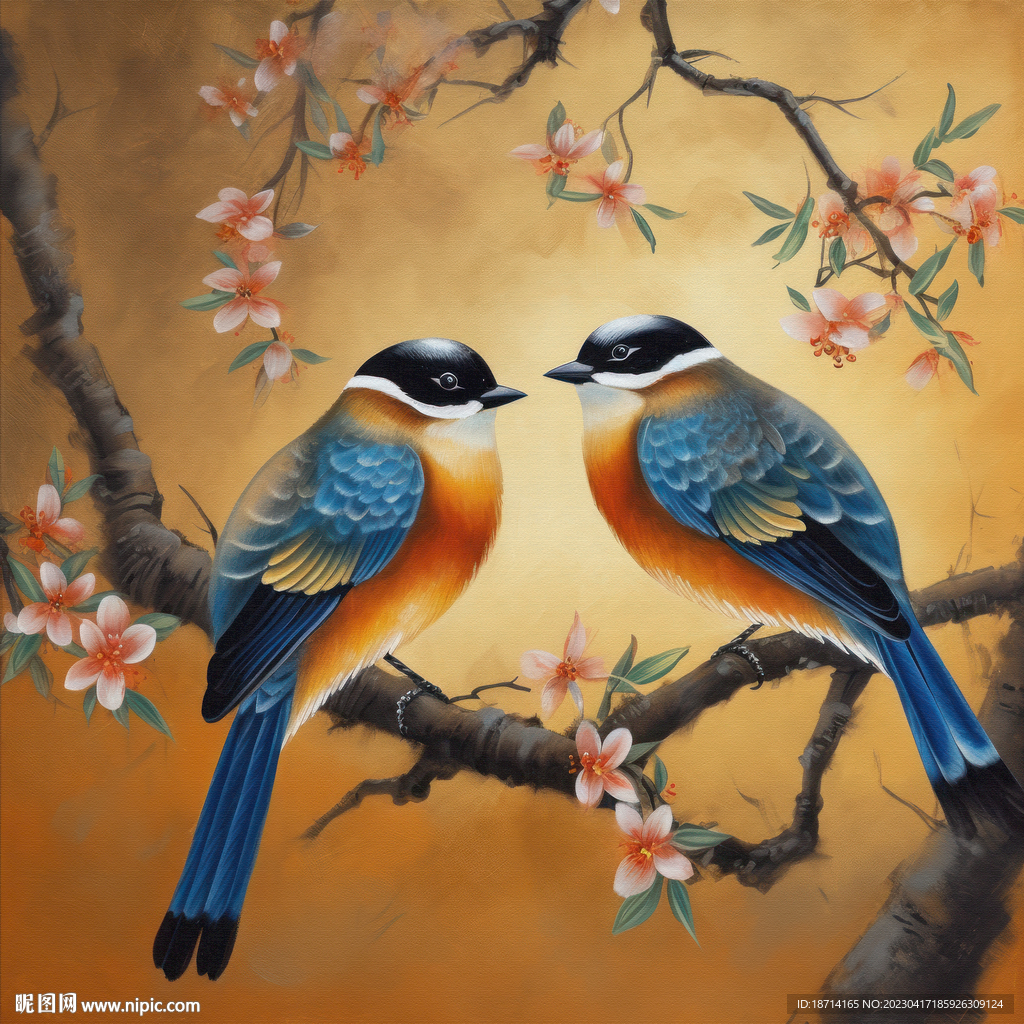 树上的鸟儿成双对