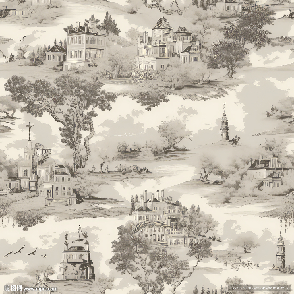 欧式建筑无缝背景