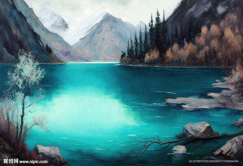 当代油画 九寨沟