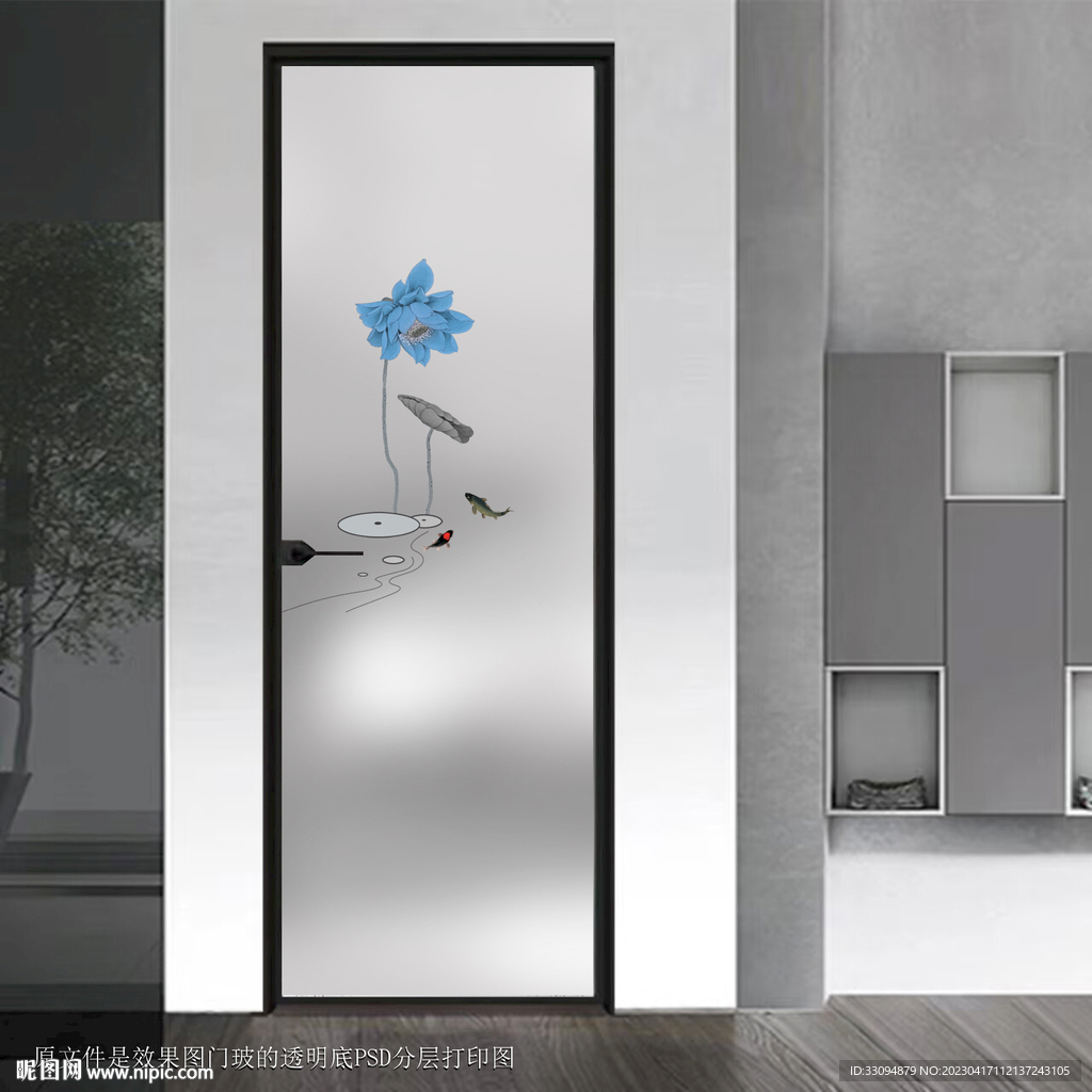 高清分层透明底平开门打印图