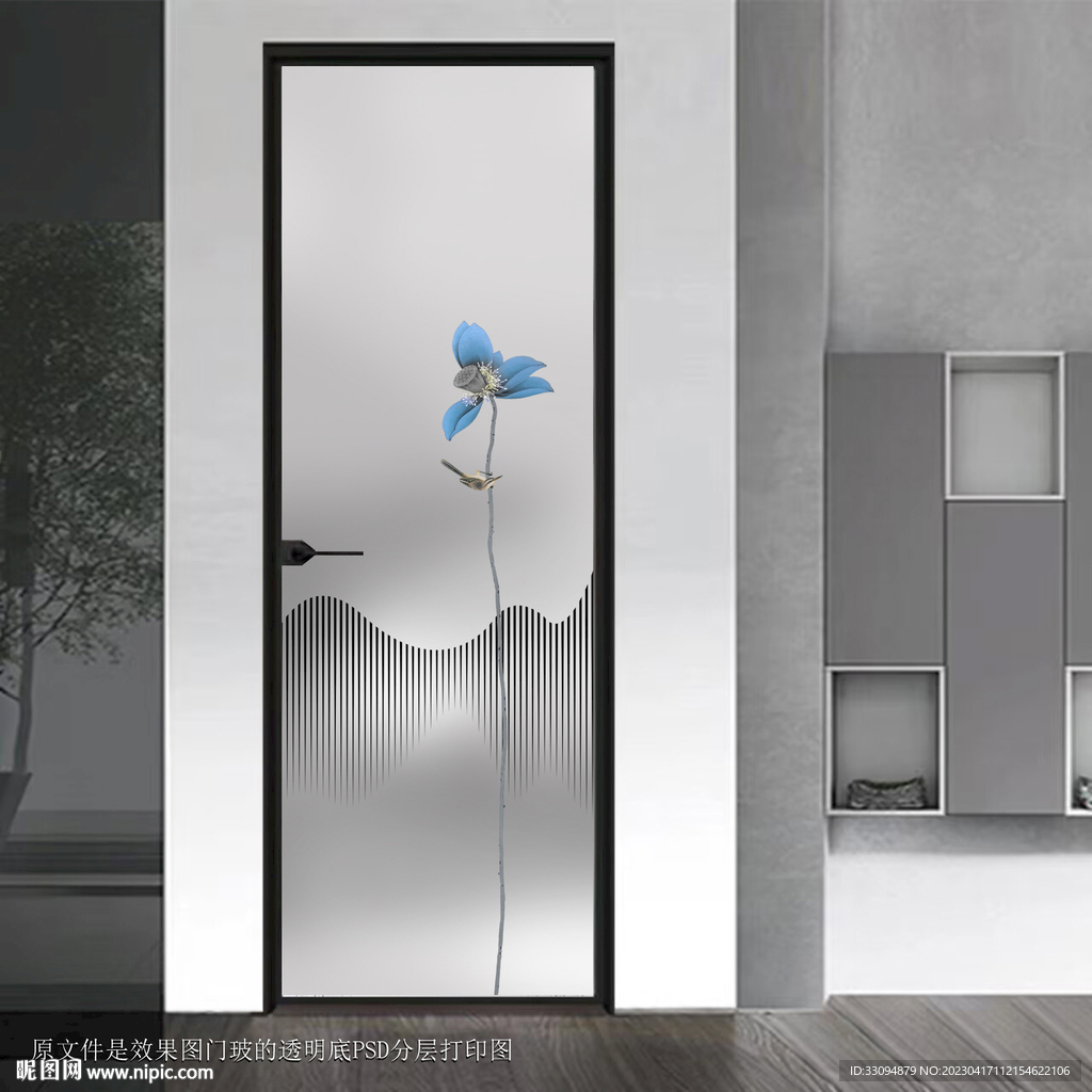 高清分层透明底平开门打印图