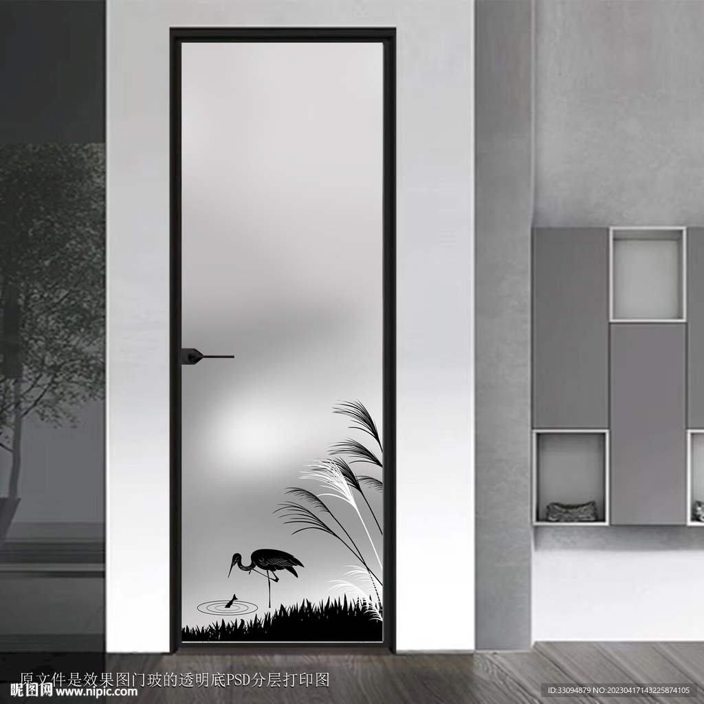 高清分层透明底平开门打印图