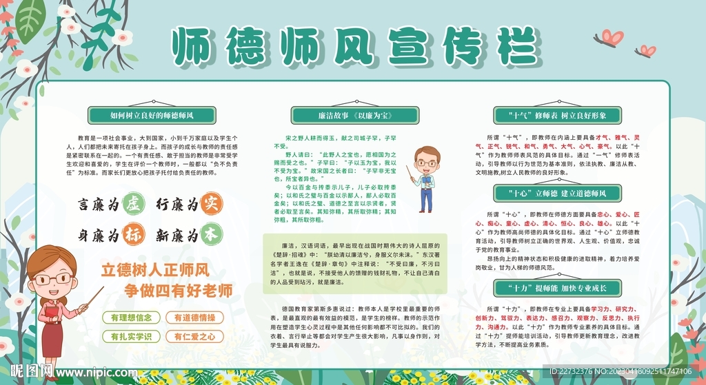 校园风尚师德师风宣传展板