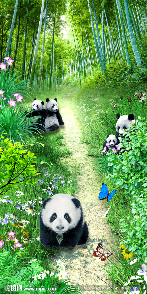 竹报平安国宝熊猫玄关