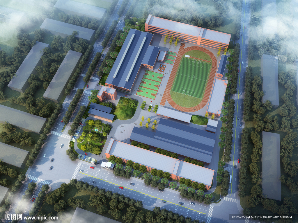 学校规划设计案例鸟瞰图