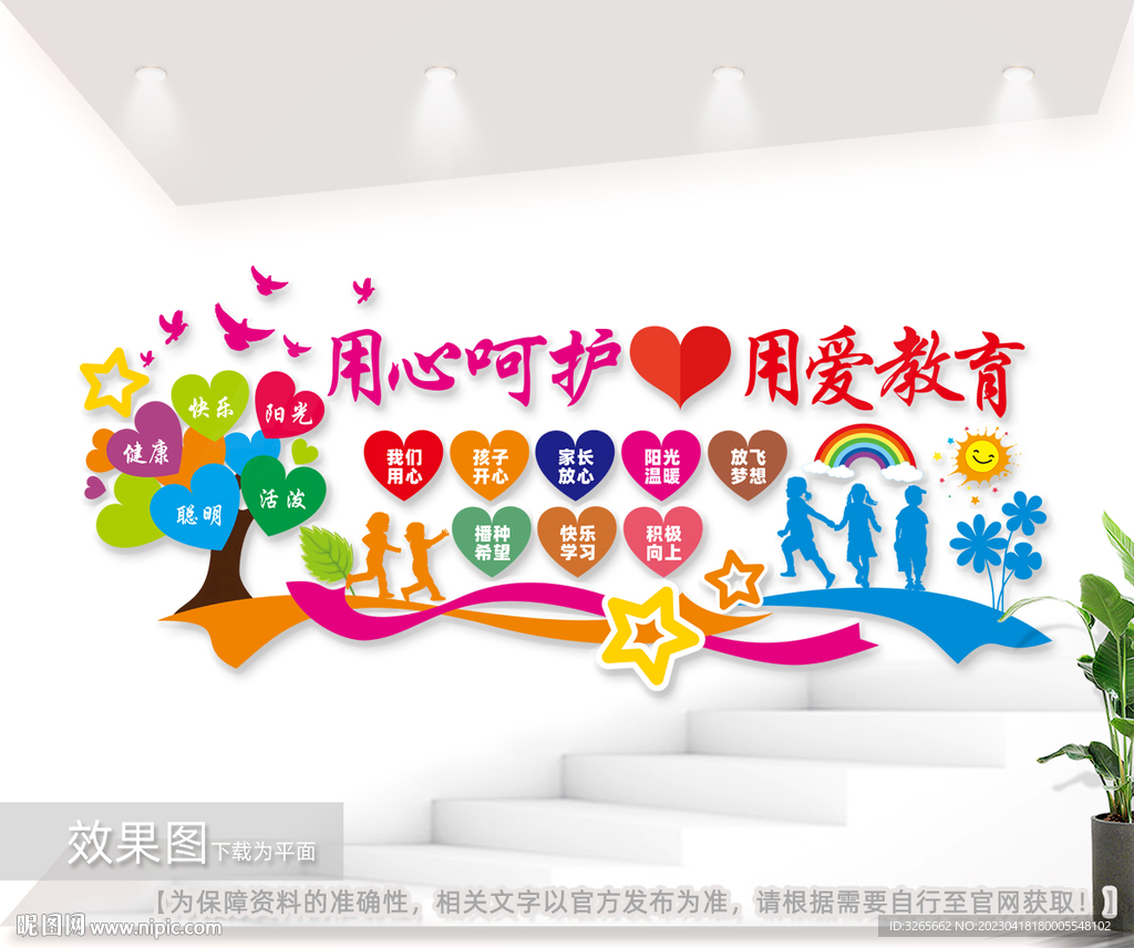 用心呵护用爱幼儿园文化墙图片