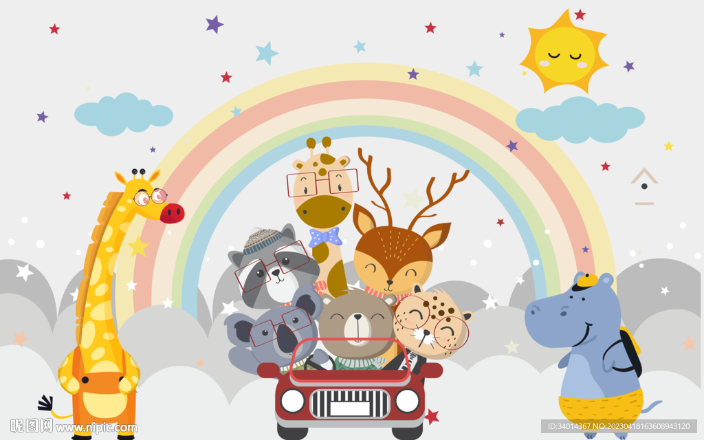 卡通儿童房背景墙