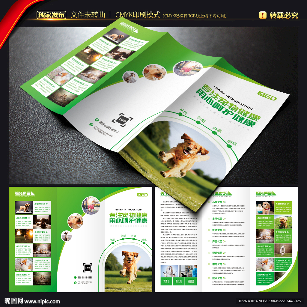 宠物美容三折页