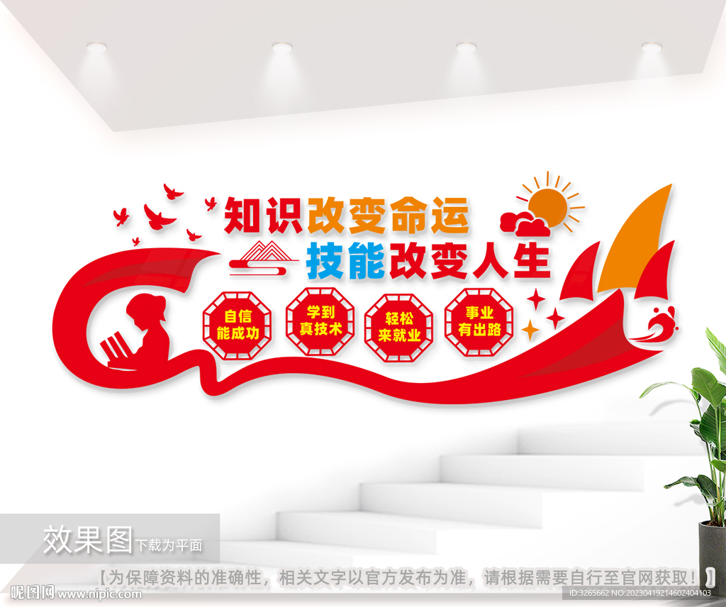 职业技能教育学校宣传标语文化墙