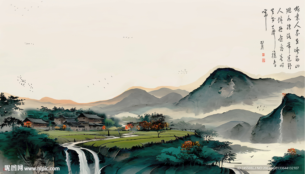 水墨江南山水装饰画