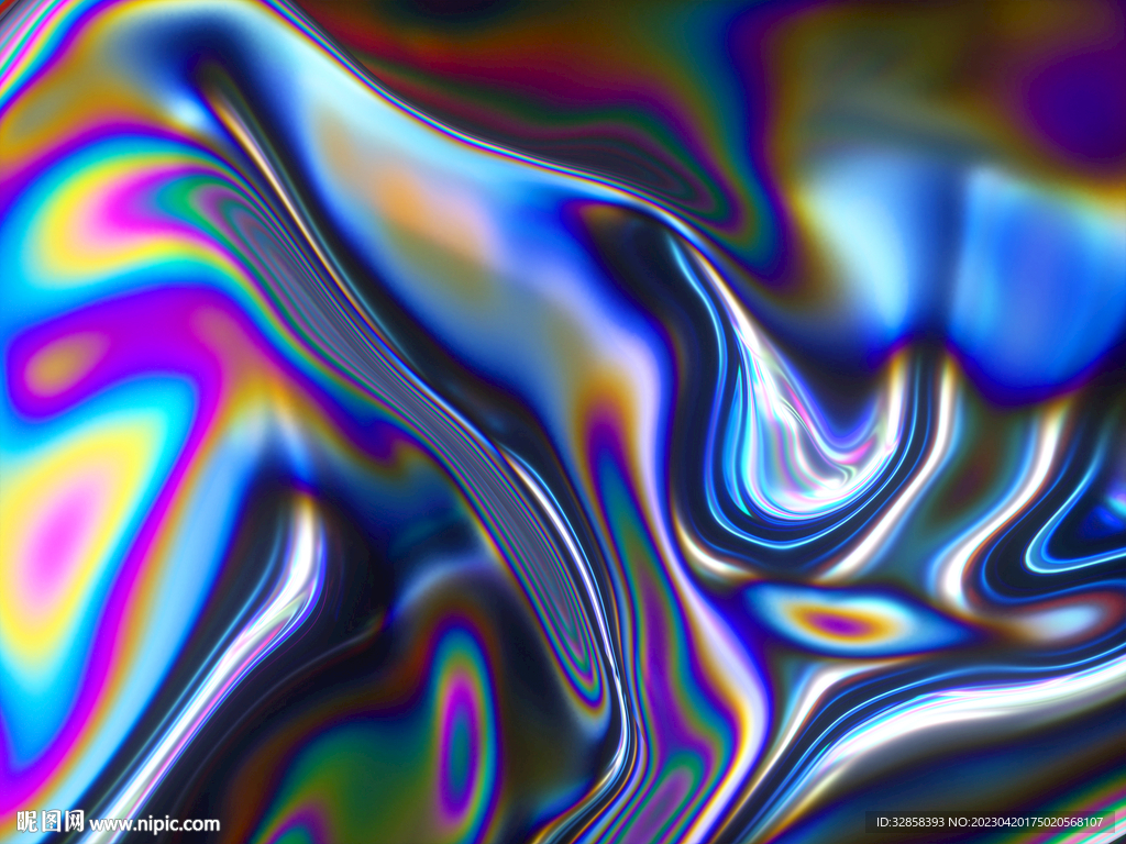 黑蓝色酸性金属质感流体渐变背景