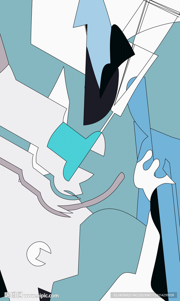 北欧抽象色块装饰画