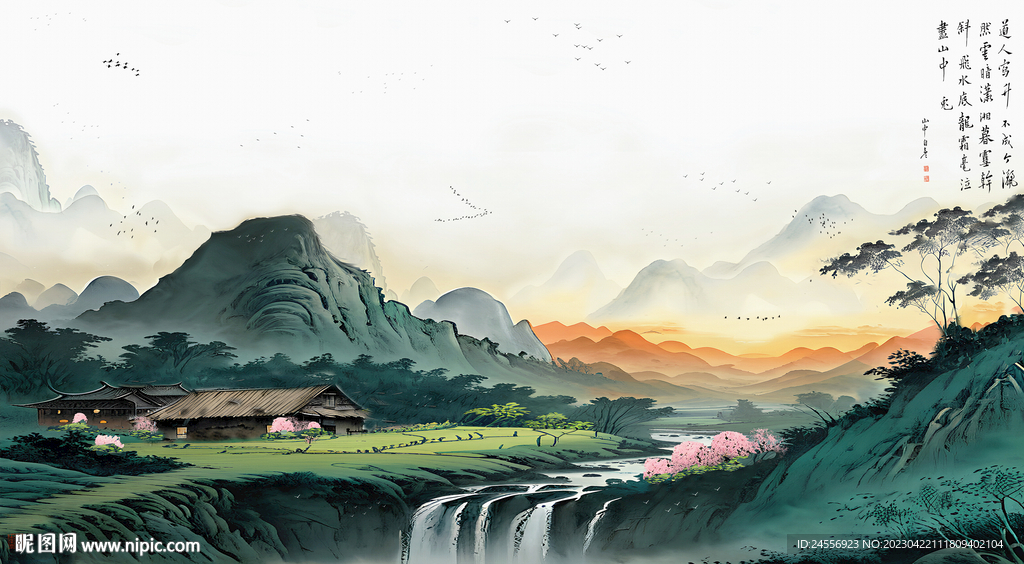 江南水墨山水装饰画