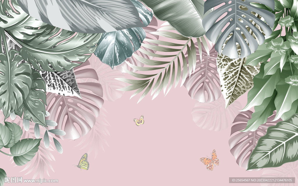 热带丛林复古墙纸室内背景墙