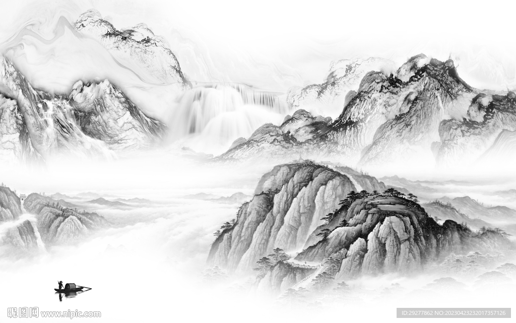 现代 客厅高档山水 TIf分层