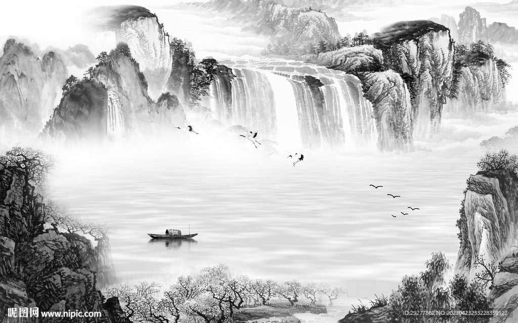 沙发 高雅灰色山水 TIf分层