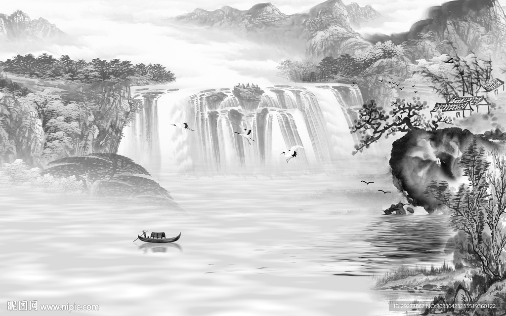 简约 高雅灰色山水 TIf分层