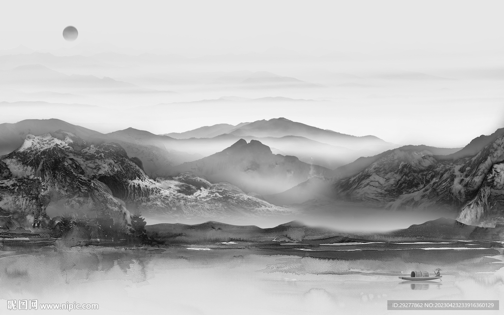 高档 高雅灰色山水 TIf分层