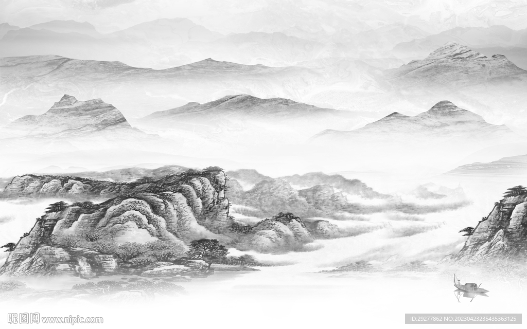 高端 高雅灰色山水 TIf分层