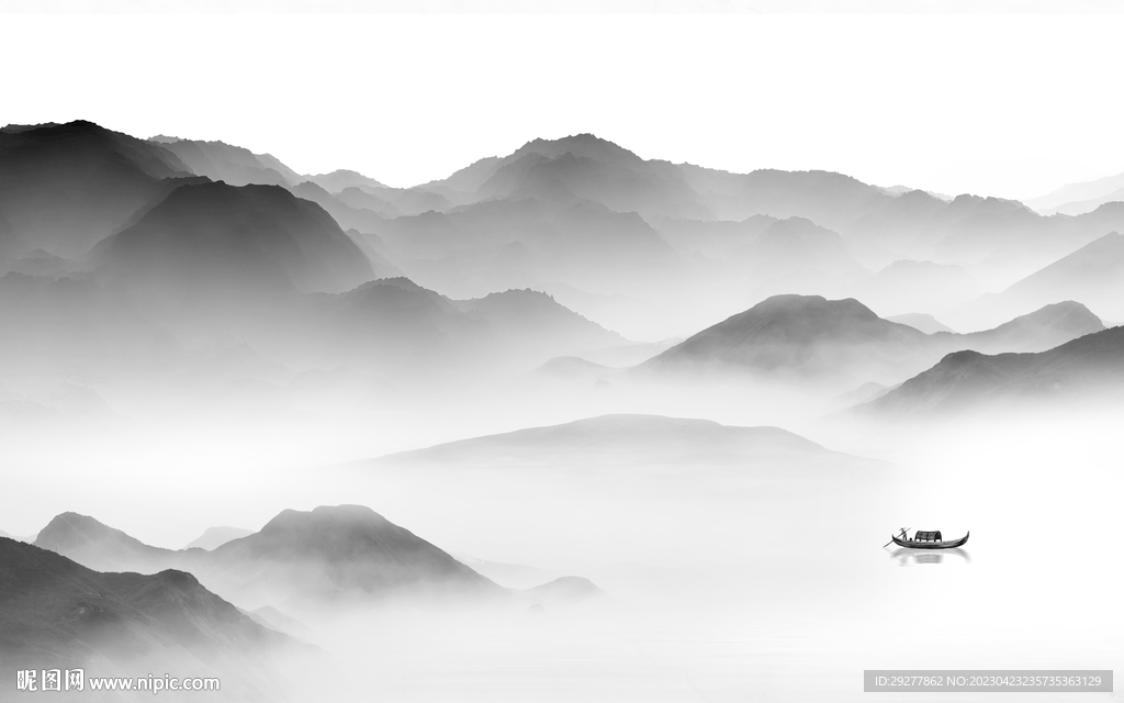 意境 高雅灰色山水 TIf分层