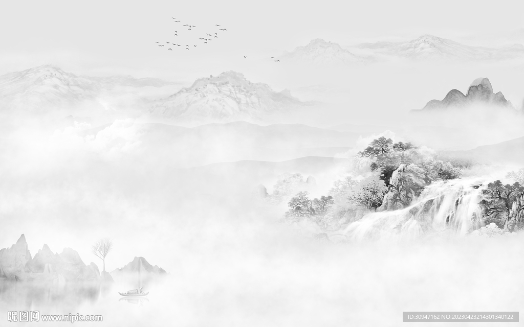 极简 意境灰色山水 Tif分层