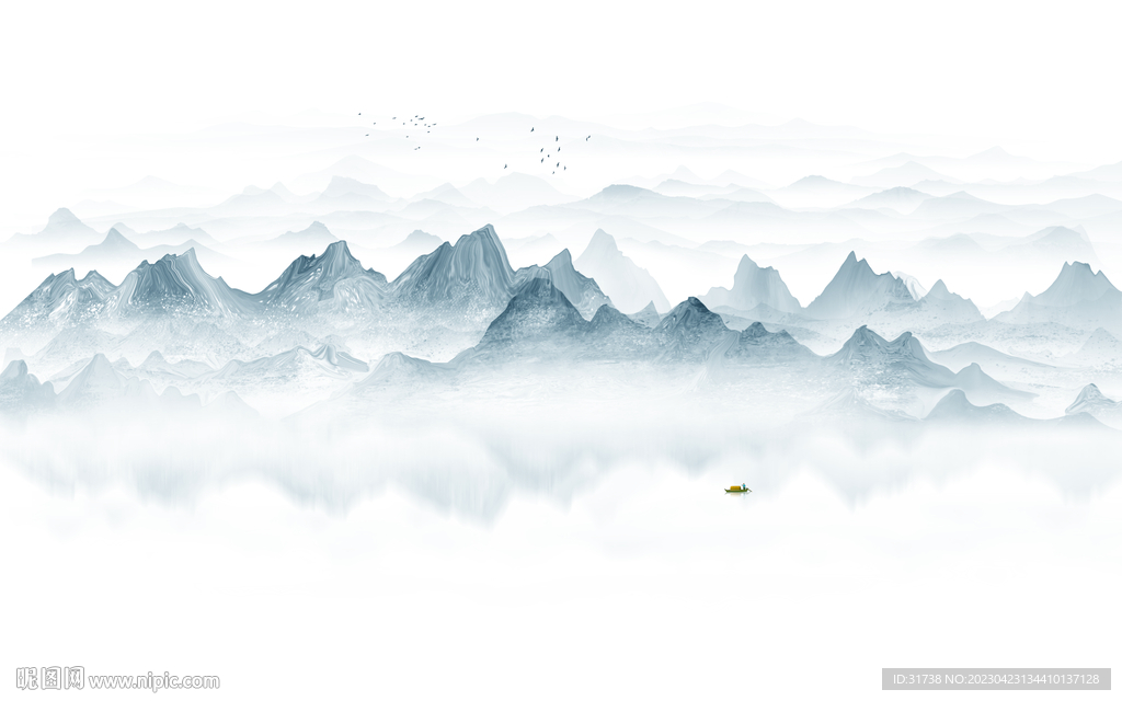 意境抽象水墨山水画