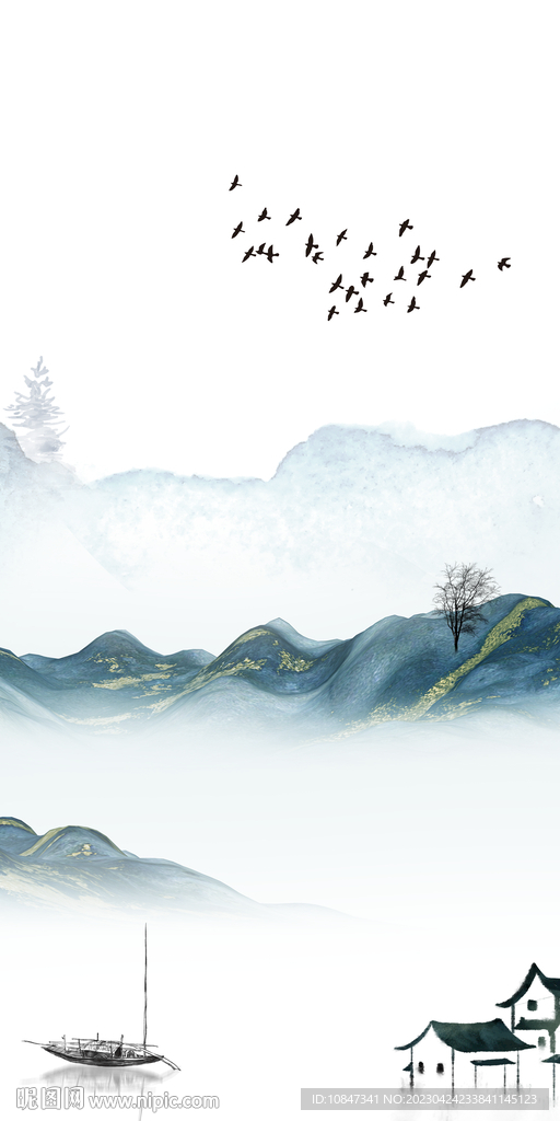 高清 新山水玄关画 TIf分层