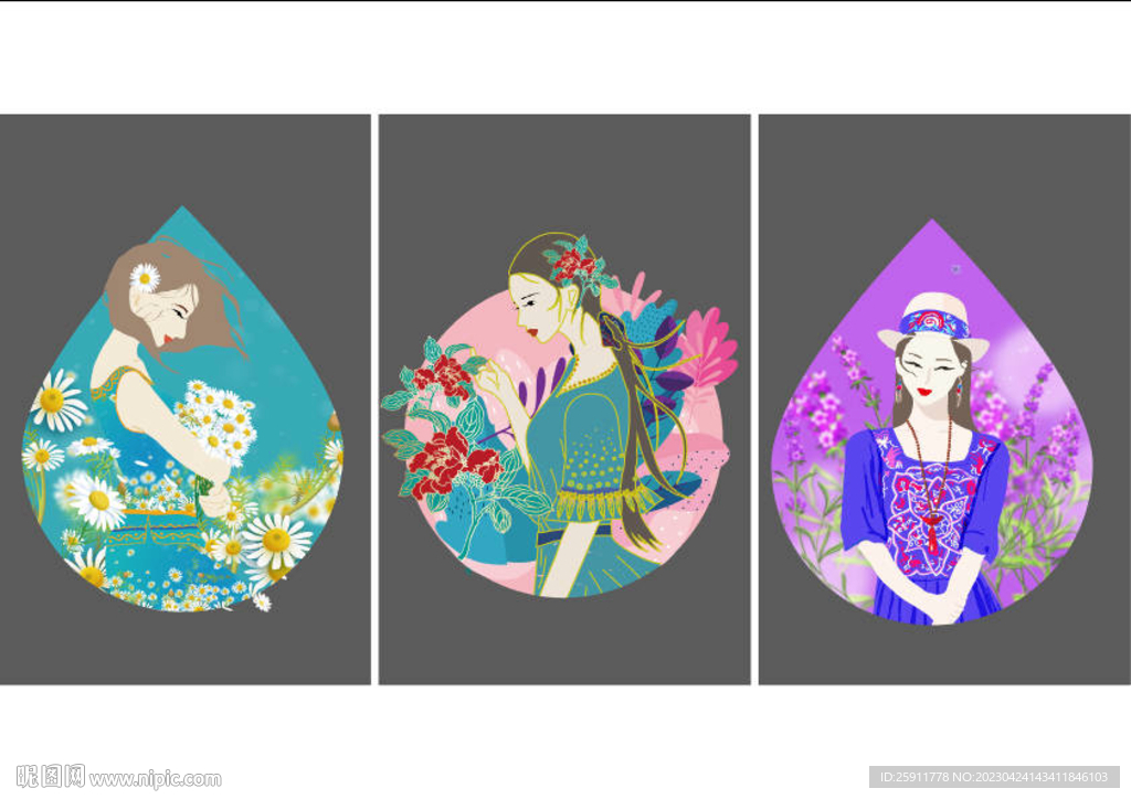 花韵-矢量美女插图