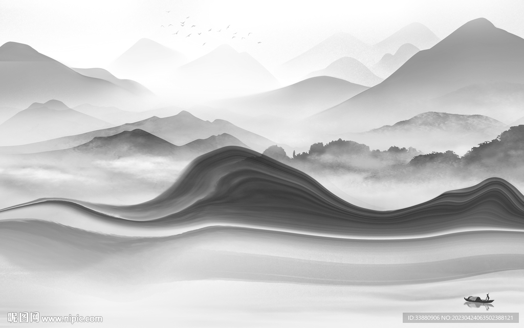 大气 中式风景山水 tif分层