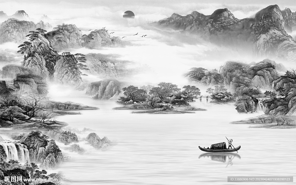 高端 爆款意境山水 tif分层