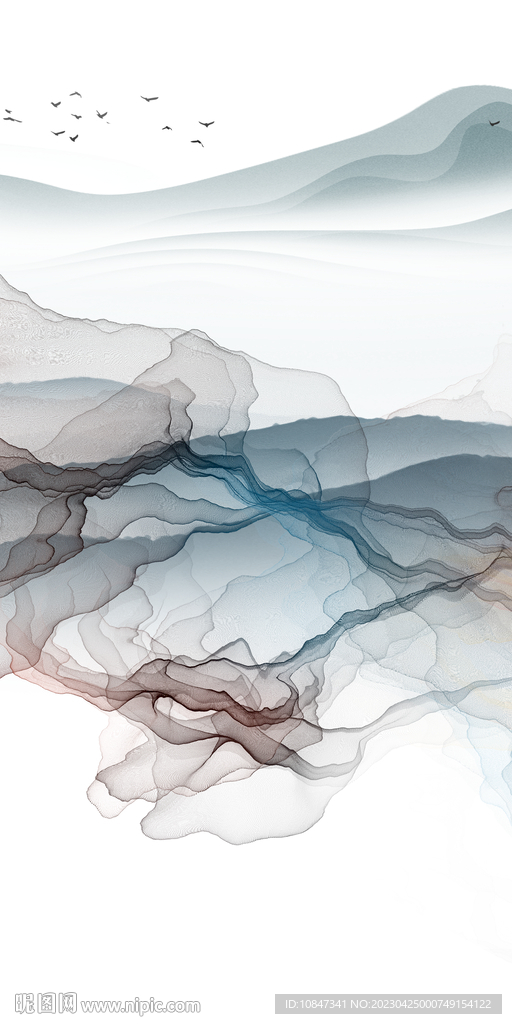 人气 山水玄关墙画 TIF分层