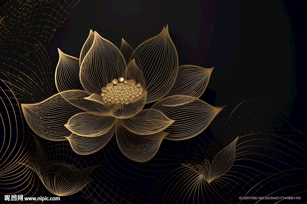 新中式荷花艺术背景画