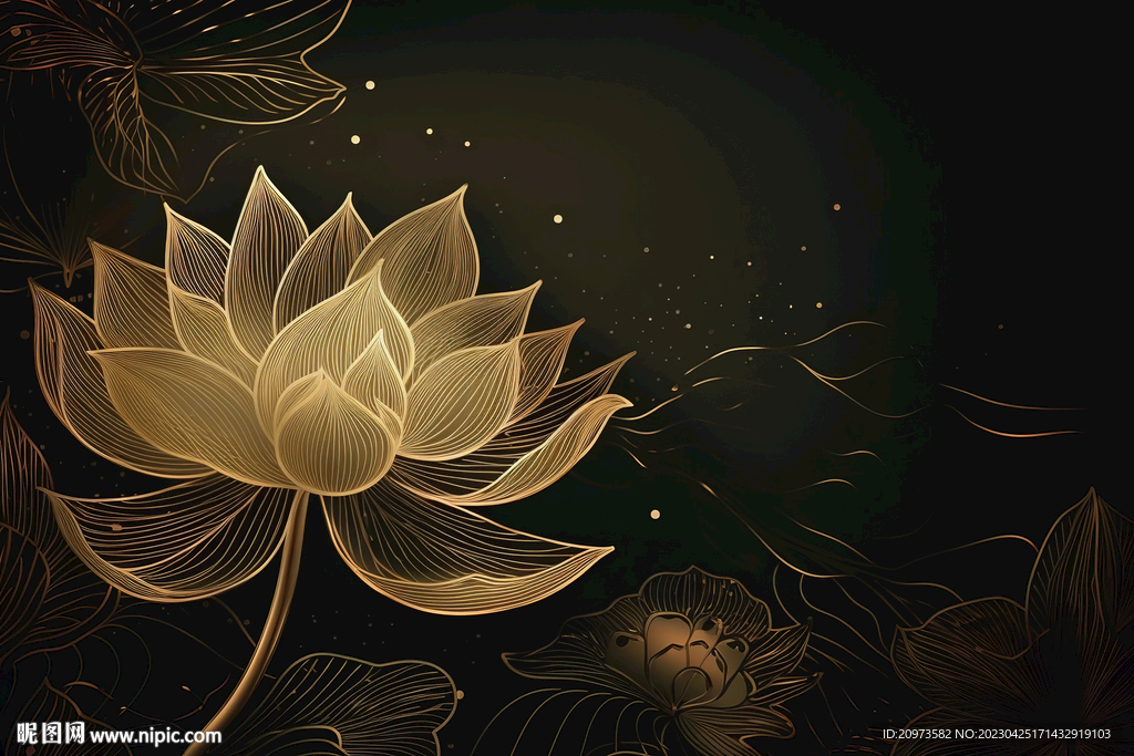 新中式荷花艺术背景画