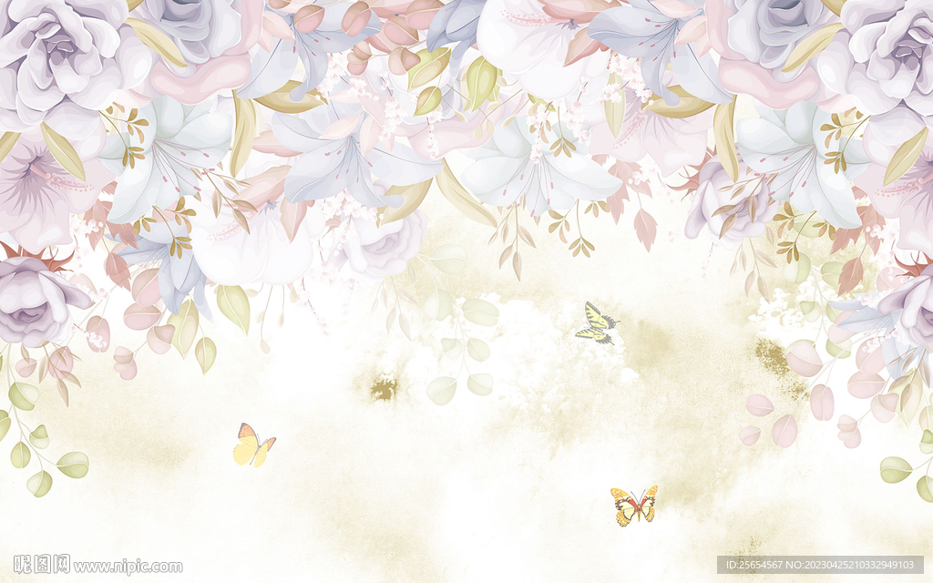 浪漫繁花小清新室内背景墙